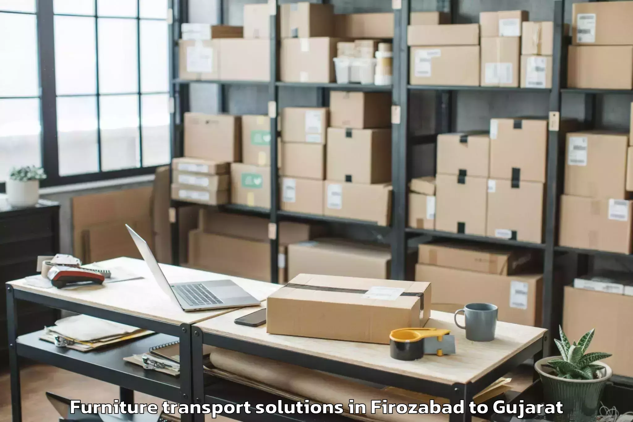 Reliable Firozabad to Ambaji Furniture Transport Solutions